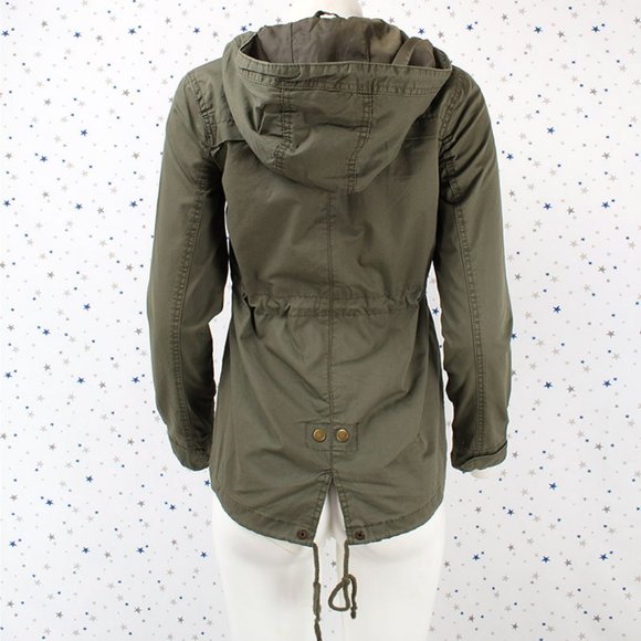 Hooded Utility Safari Military Anorak Jacket Olive - Picture 6 of 8